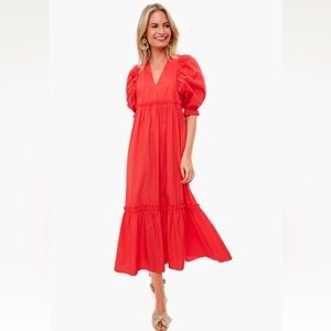 Tuckernuck Vibrant Red Puff Sleeve Maxi Dress